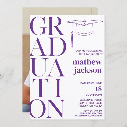 Purple Minimalist '24 Graduation Party Personalize Invitation