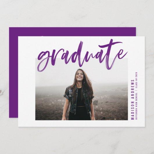 Purple | Modern Brushed Script Graduation Party Invitation