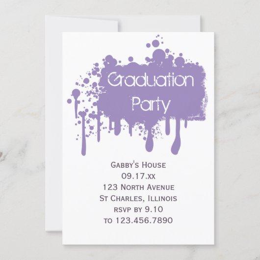 Purple Paint Graduation Party Invitation