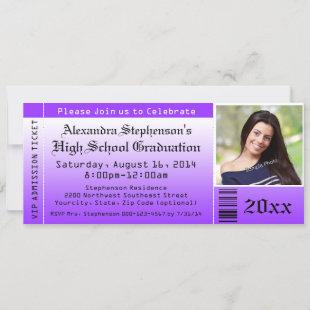 Purple Photo Graduation Ticket Invitations
