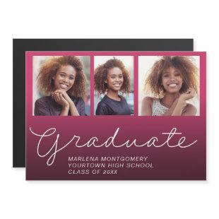 Purple Pink Ombre Graduation 3 Photo Announcement
