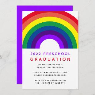 Purple Rainbow Graduation  Invitation