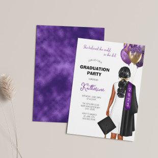 Purple She Believed Girl Graduation Party Invitation