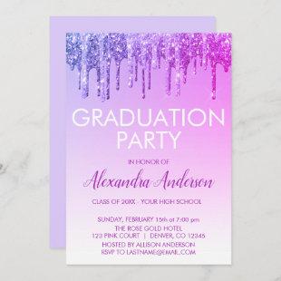 Purple Sparkle Glitter Graduation Party Invitation