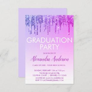 Purple Sparkle Glitter Graduation Party Invitation