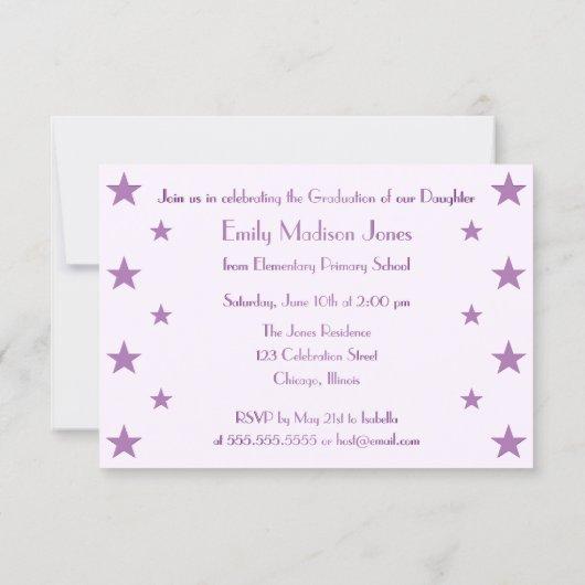 Purple Stars School Graduation Party Invitation