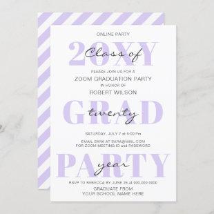 Purple Typography Modern Online Graduation Party Invitation
