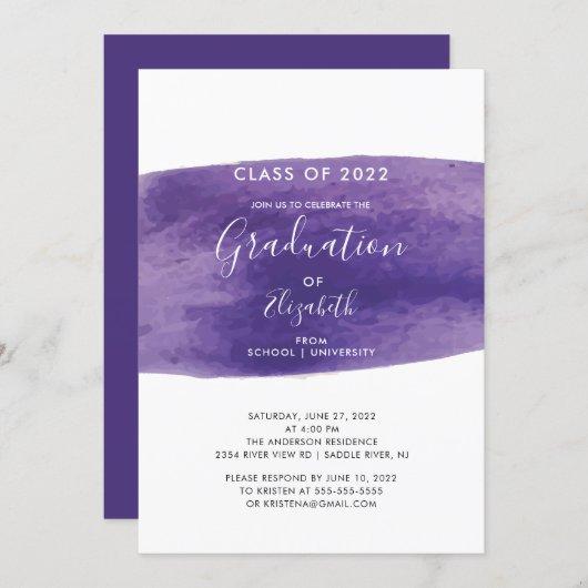 Purple Watercolor Wash Graduation Party Invitation