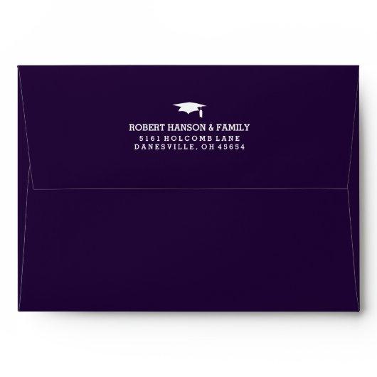 Purple & White 5x7 Graduation Invite Envelope