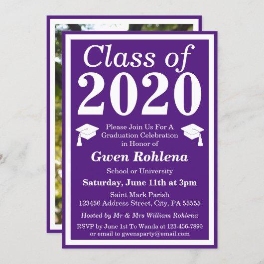 Purple White Class of 2023 Graduation Photo Invitation