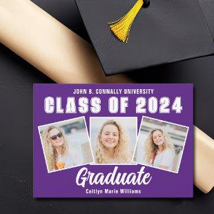 Purple White Photo Collage Class of 2024 Graduate Announcement