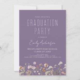 Purple Wildflower Graduation Party Boho Bloom Invitation