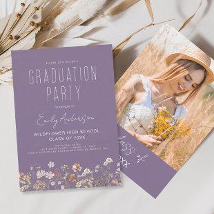 Purple Wildflower Graduation Party Boho Bloom Invitation