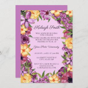 Purple Yellow Floral College Trunk Party Invite
