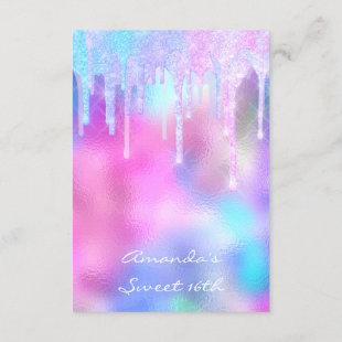 Quinceanera Sweet 16th Drips Holographic Pink Invitation