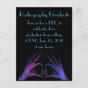 "Radiography Graduate" Fingers Make Heart Announcement Postcard