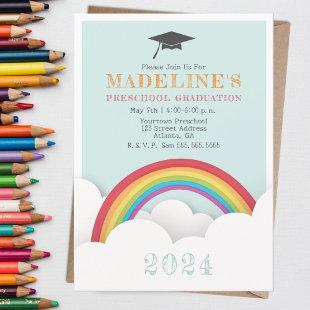 Rainbow Clouds Preschool Kids Graduation Invitation