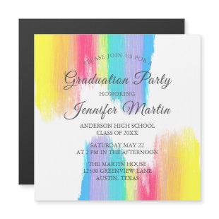 Rainbow Graduation Party Invitation Magnet Card