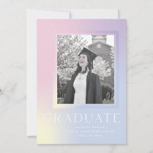 rainbow ombre trendy graduation photo invitation