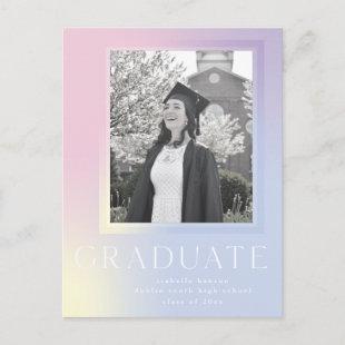 rainbow ombre trendy graduation postcard