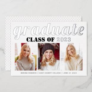 Real silver foil Class of 2023 graduate photo Foil Invitation