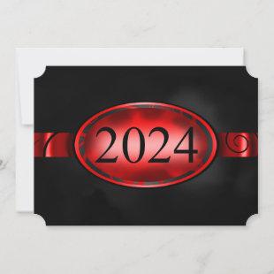 Red and Black Floral Button 2024 Card