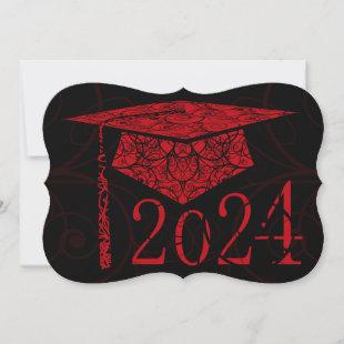 Red and Black Floral Cap 2024 Card