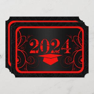 Red and Black Frame Graduation Party Invitation