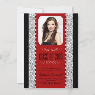 Red and Black Glitter Graduation Announcements