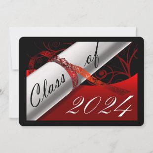 Red and Black Graduation Announcement