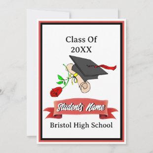 Red and Black Graduation Party Class of 2023 Invitation