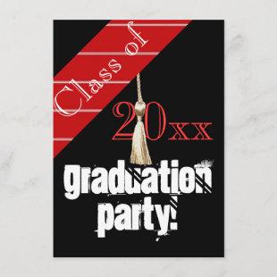 Red and Black graduation party Invitation