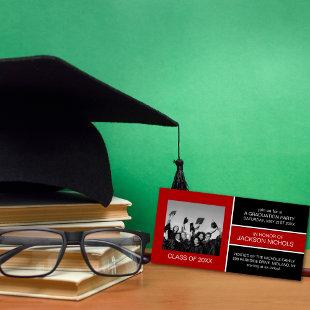 Red and Black Graduation Photo Cards