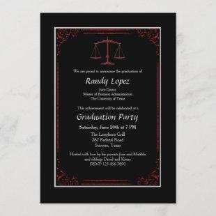 Red and Black Justice Scale Invitation