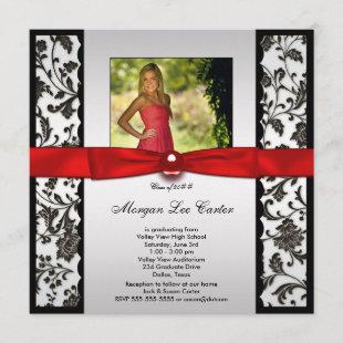 Red and Black Photo Graduation Announcement