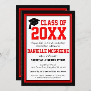 Red and Black Photo Graduation Party Invitation