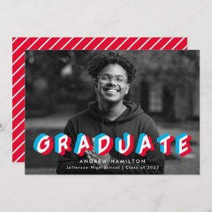 Red and Blue | Anaglyph Photo Graduation Announcement