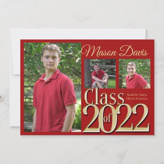 Red and Gold Class of 2022 Photo Graduation  Invitation