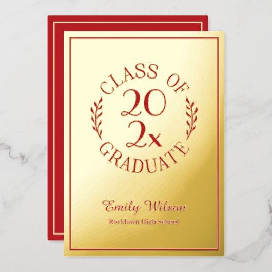 Red and Gold Class Of 2023 Graduation Party Foil Invitation
