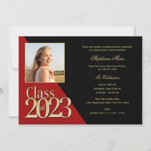 Red and Gold Class of 2023 Multi Photo Invitation