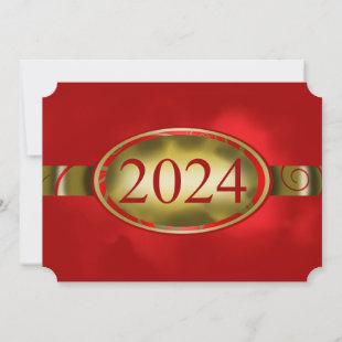 Red and Gold Floral Button 2024 Card