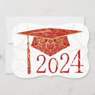 Red and Gold Floral Cap 2024 Card