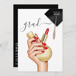 Red and Gold Glam Chic Graduation Party Invitation