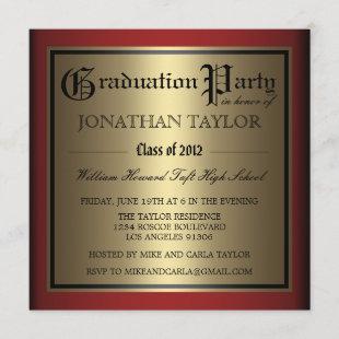 Red and Gold Graduation Invitation