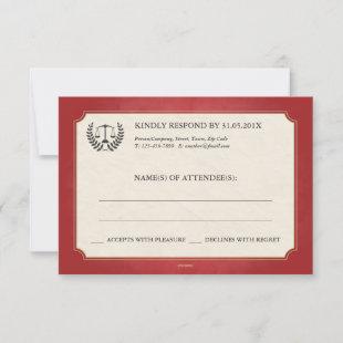 Red and Gold Law Firm/Law School Graduation RSVP Invitation