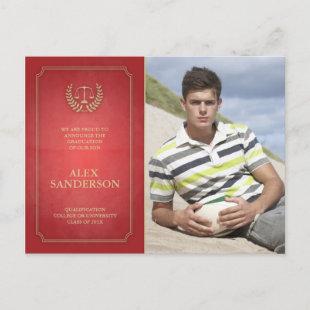 Red and Gold Law School Graduation Announcement