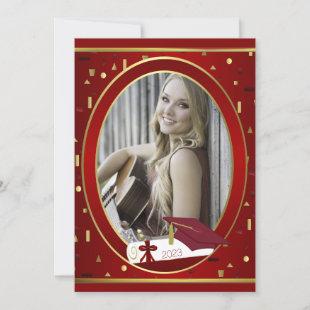 Red and Gold Photo Graduation Announcement
