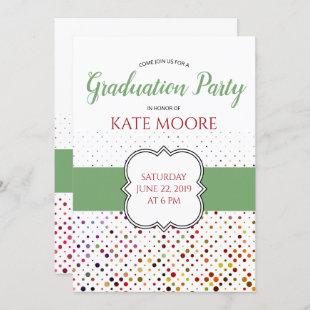 Red And Green Confetti Graduation Party Invitation
