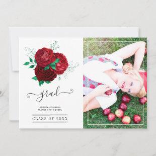 Red and Green Floral Graduation Photo Announcement