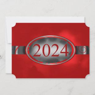 Red and Silver Floral Button 2024 Card